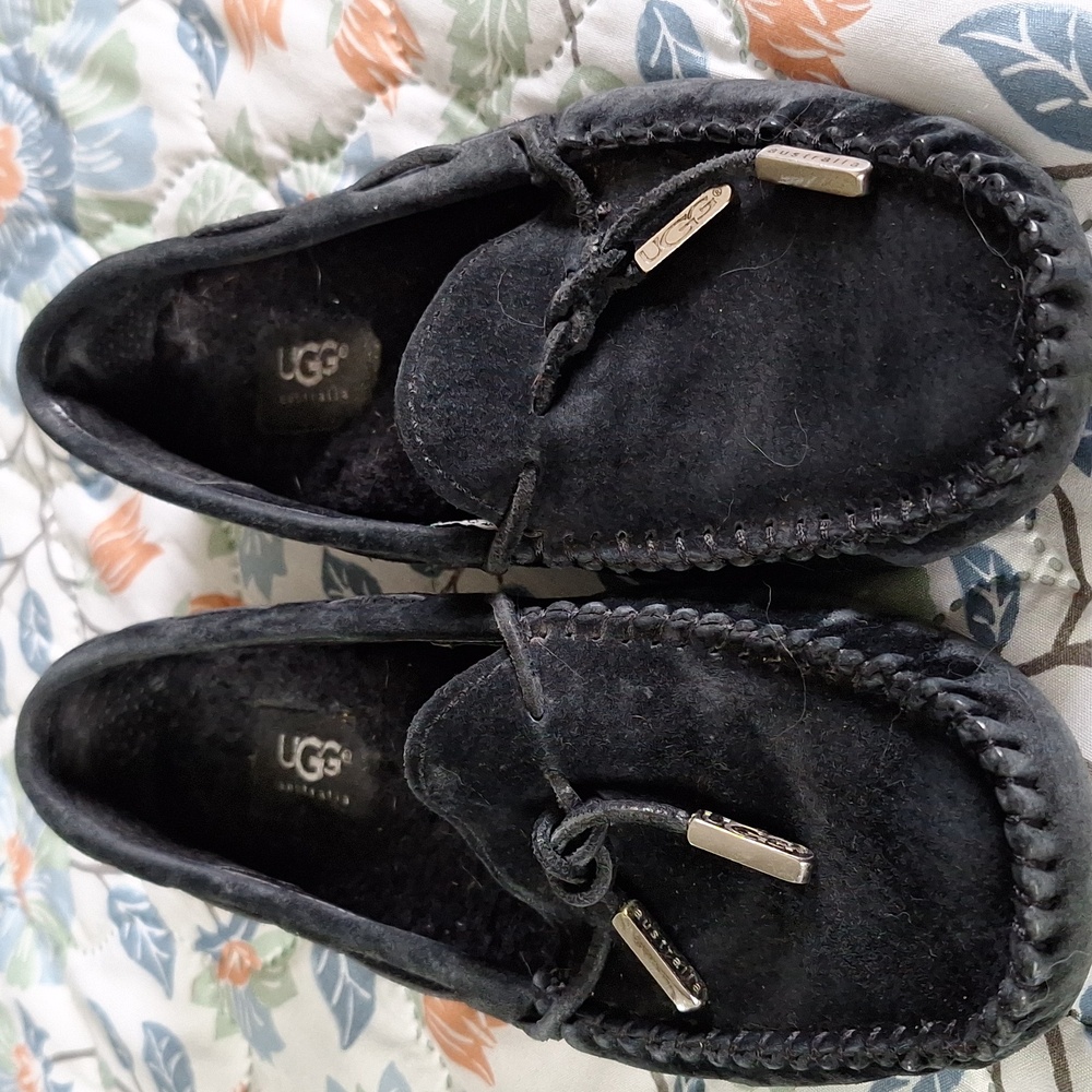 UGG Black Slip-On Loafers With Tassles